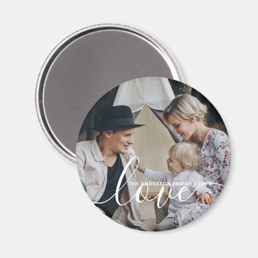 '愛'家族カスタムの写真と名前をカスタムする マグネット (正面/裏面)