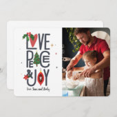 愛平和及び喜びの写真の休日カード 招待状 (正面/裏面)