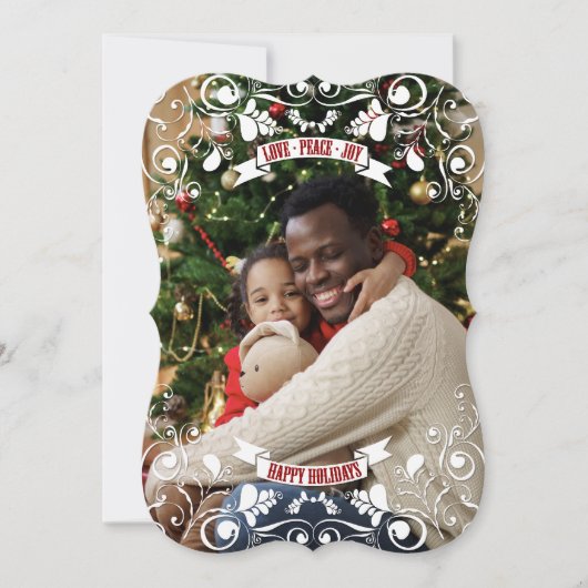 愛平和喜びのアールヌーボーの花の華麗さの写真 シーズンカード (正面)