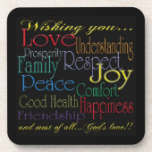 愛平和喜びの幸福のコルクのコースター コースター (正面)