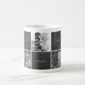愛平和喜びは写真のコラージュの休日のマグを妨げます コーヒーマグカップ (中央)