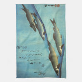 愛広重の魚色日本のプリント キッチンタオル (縦)