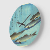 愛広重の魚色日本のプリント ラージ壁時計 (傾斜)