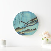 愛広重の魚色日本のプリント ラージ壁時計 (ホーム)