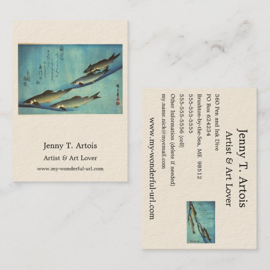 愛広重の魚色日本のプリント 名刺 (正面/裏面)