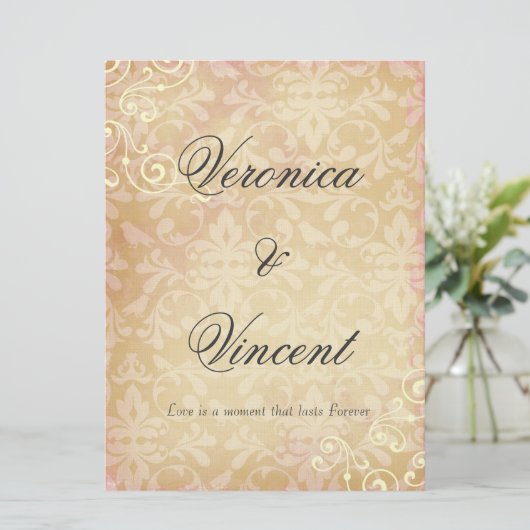 愛引用文のヴィンテージの結婚式招待状 招待状 (スタンド正面)