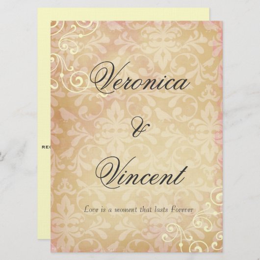 愛引用文のヴィンテージの結婚式招待状 招待状 (正面/裏面)
