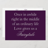 愛引用文の紫色の結婚式招待状 招待状 (正面/裏面)