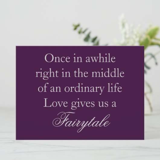 愛引用文の紫色の結婚式招待状 招待状 (スタンド正面)