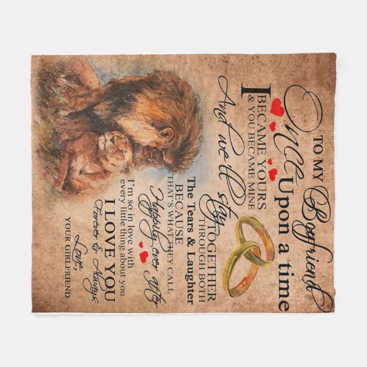 愛引用文ボーイフレンドのためのボーイフレンド誕生日ギフト フリースブランケット (正面(横))