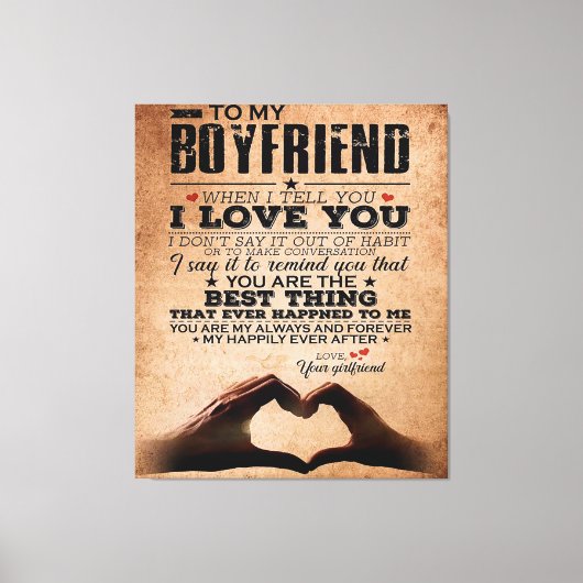 愛引用文ボーイフレンドの夫の愛誕生日 キャンバスプリント (正面)