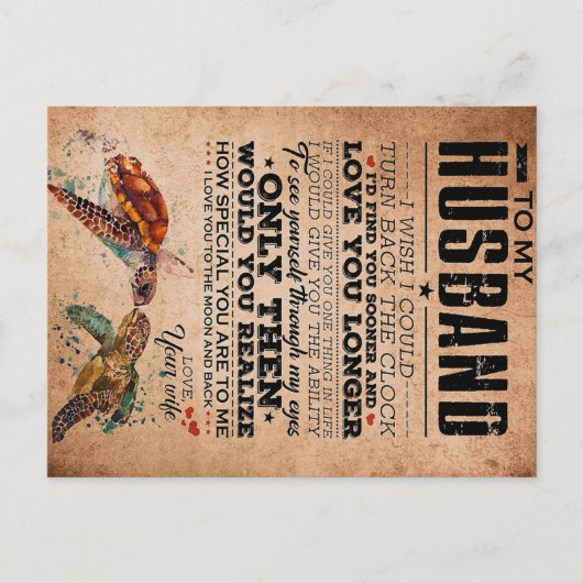 愛引用文夫ギフトアイディア夫誕生日 ポストカード (正面)