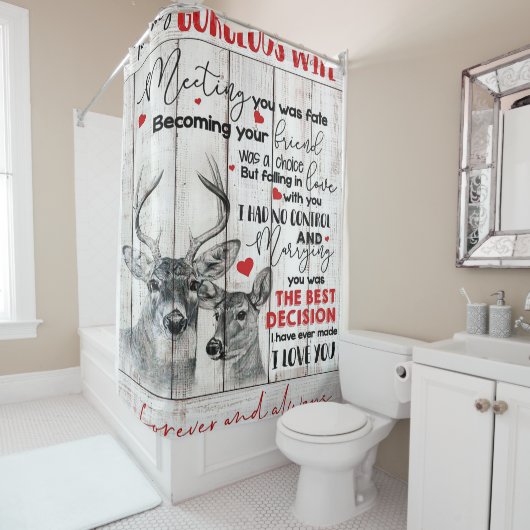 愛引用文妻誕生日妻カップル結婚ズ シャワーカーテン (インサイチュ)