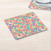 愛形の背景 スクエアペーパーコースター (アングル)