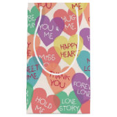 愛形の背景 スモールペーパーバッグ (正面)