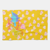 愛恐竜のハートパターンが付いている菓子 キッチンタオル (横)