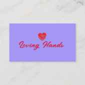 愛情あふれる手の赤と紫のクリーニングサービス 名刺 (裏面)