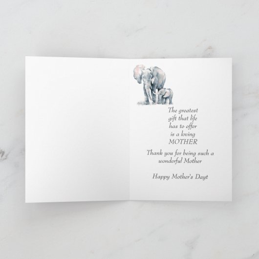 愛情あふれる母の名言 ゾウと子供 母の日 シーズンカード (内部)