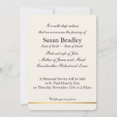 愛情ある思い出の中でバラ葬儀追悼式 招待状 (裏面)