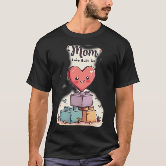 愛情が私たちを築く かわいいハートの積み木 Tシャツ (正面)