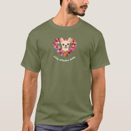 愛情たっぷりチワワのパパ 薔薇 ハート Tシャツ