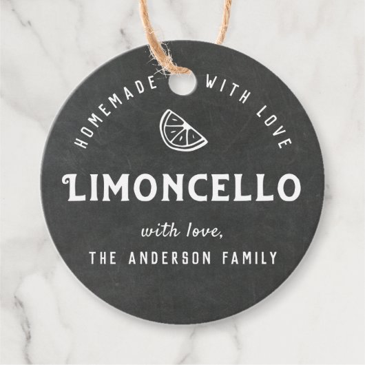 愛情たっぷり手作りのリモンチェッロ モダンチャックボード フェイバータグ (正面)