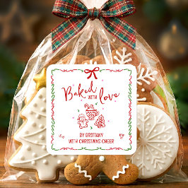愛情たっぷり焼き菓子 赤いクリスマスのクイルドゥードル 白 スクエアシール