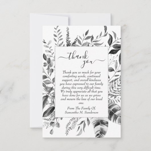 愛情に満ちた思い出で白黒の葬式 サンキューカード (正面)