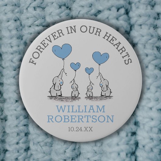 愛情に満ちた思い出で葬る | 青ハートゾウ 缶バッジ