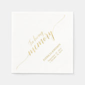 愛情に満ちた思い出で |エレガント金ゴールドスクリプトメモリアルNa スタンダードカクテルナプキン (正面)