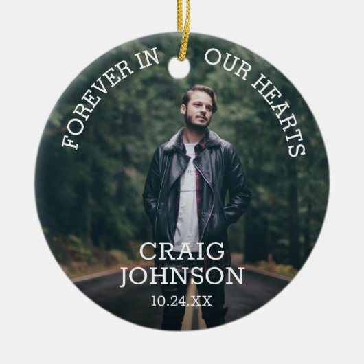 愛情に満ちた思い出で |クリスマスメモリアル写真 セラミックオーナメント (正面)