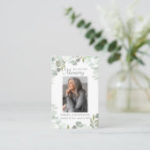 愛情に満ちた思い出で |グリーンフォト葬儀祈りの言葉カード 名刺 (スタンド正面)