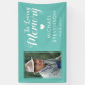 愛情に満ちた思い出で |ティール（緑がかった色）記念写真 横断幕 (縦)