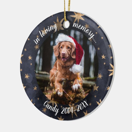 愛情に満ちた思い出で | ドッグフォトペットメモリアルスターズ セラミックオーナメント (左)