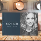 愛情に満ちた思い出で |ネイビーブルーモダンメモリアル写真 ゲストブック