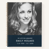 愛情に満ちた思い出で |ネイビーブルーモダンメモリアル写真 ノートブック (正面)