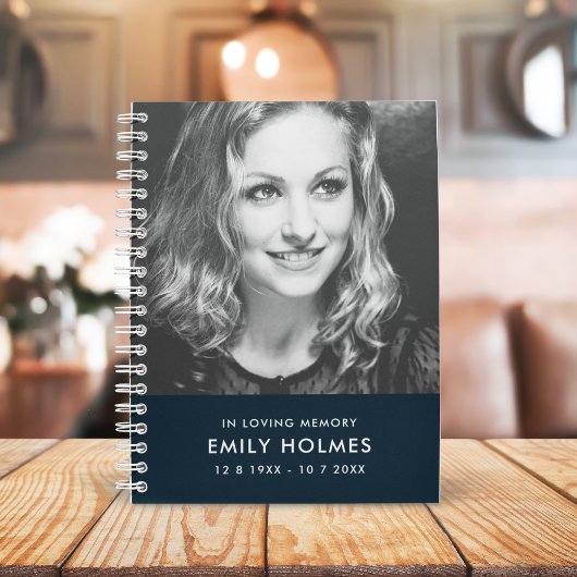 愛情に満ちた思い出で |ネイビーブルーモダンメモリアル写真 ノートブック