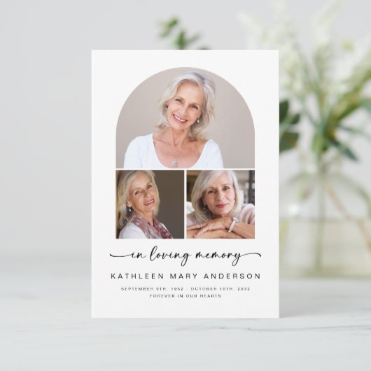 愛情に満ちた思い出で |フォトアーチ葬儀悔やみや弔慰 サンキューカード (スタンド正面)