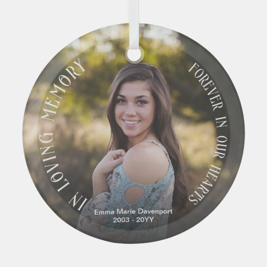 愛情に満ちた思い出で |フォトメモリアルガラスオーナメント ガラスオーナメント (正面)