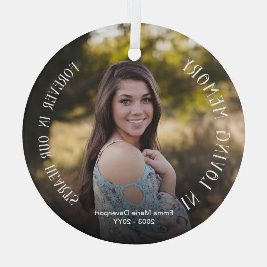 愛情に満ちた思い出で |フォトメモリアルガラスオーナメント ガラスオーナメント (裏面)