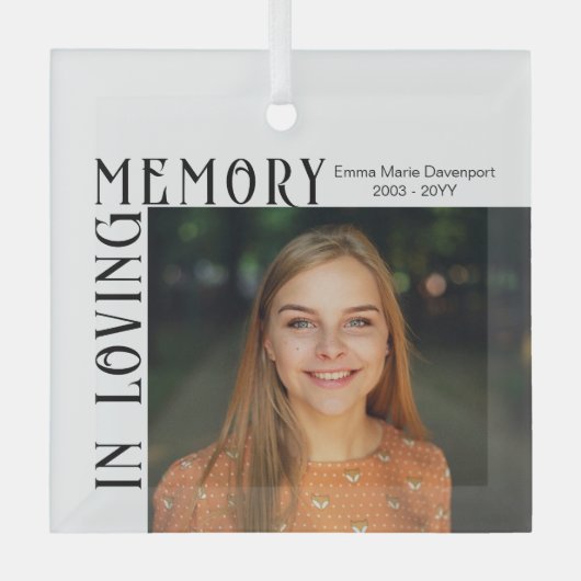 愛情に満ちた思い出で |フォトメモリアルガラスオーナメント ガラスオーナメント (正面)