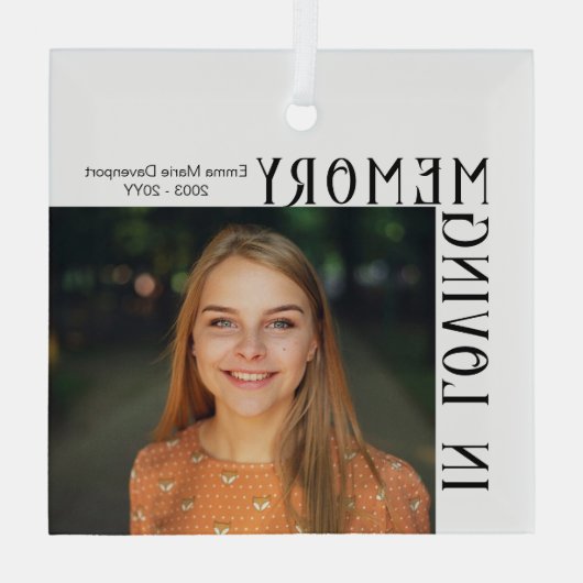 愛情に満ちた思い出で |フォトメモリアルガラスオーナメント ガラスオーナメント (裏面)