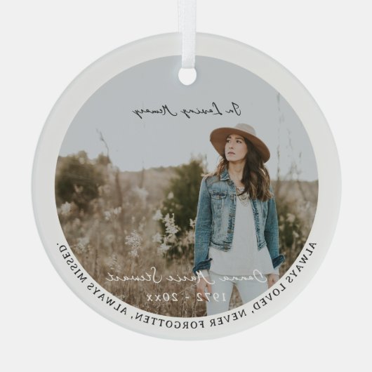 愛情に満ちた思い出で |フォトメモリアル ガラスオーナメント (裏面)