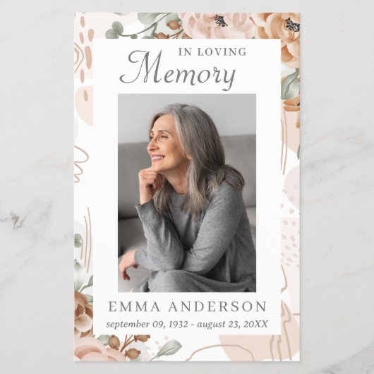 愛情に満ちた思い出で | フォト葬儀祈りの言葉 チラシ (正面)