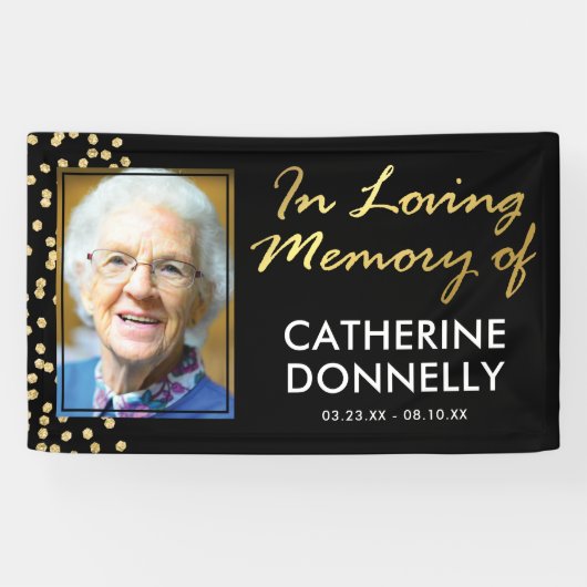 愛情に満ちた思い出で |ブラック金ゴールド記念写真 横断幕 (横)