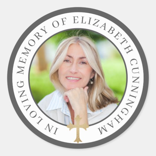 愛情に満ちた思い出で |写真カスタムとゴールデンクロス ラウンドシール (正面)