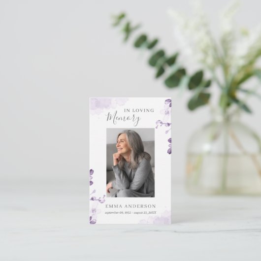 愛情に満ちた思い出で |写真葬式祈りの言葉カード 名刺 (スタンド正面)