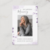 愛情に満ちた思い出で |写真葬式祈りの言葉カード 名刺 (正面)