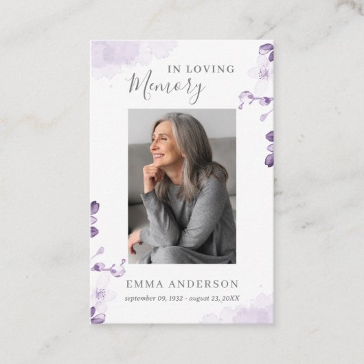 愛情に満ちた思い出で |写真葬式祈りの言葉カード 名刺 (正面)