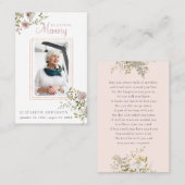 愛情に満ちた思い出で |写真葬式祈りの言葉カード 名刺 (正面/裏面)